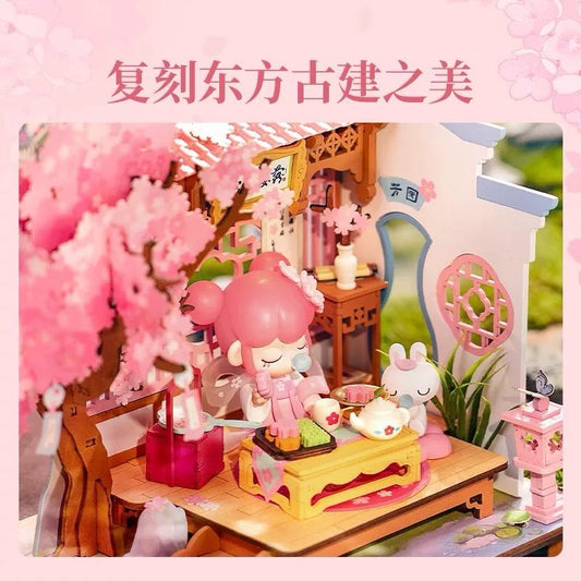 NANCI DIY MINIATURE Cherry Blossom Sunset Banquet HOUSE Diy Gift Box